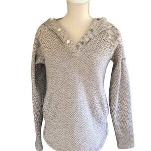 Columbia Women’s Herringbone Hoodie Pullover Fleece Lined Sweatshirt Small Gray
